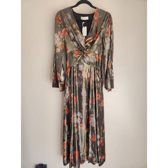 NWT Caballero Anthropologie Deep V-Neck Maxi Floral Dress Size XS - Picture 2 of 14